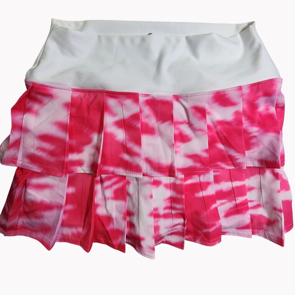 Faye Florie Womens M Pink White Tie Dye Pleated Tennis Skort Court Activewear